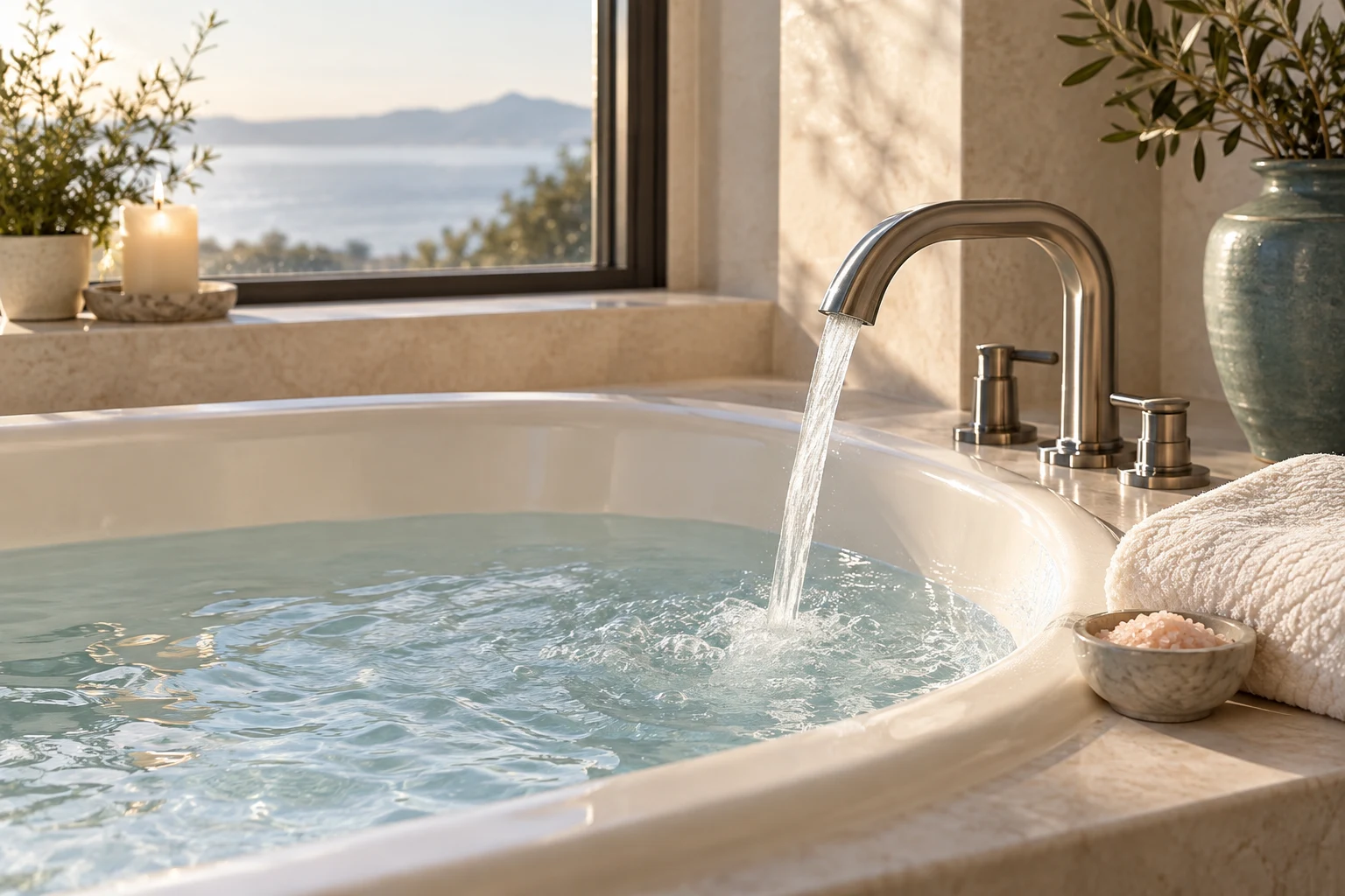 Run comfortably warm water