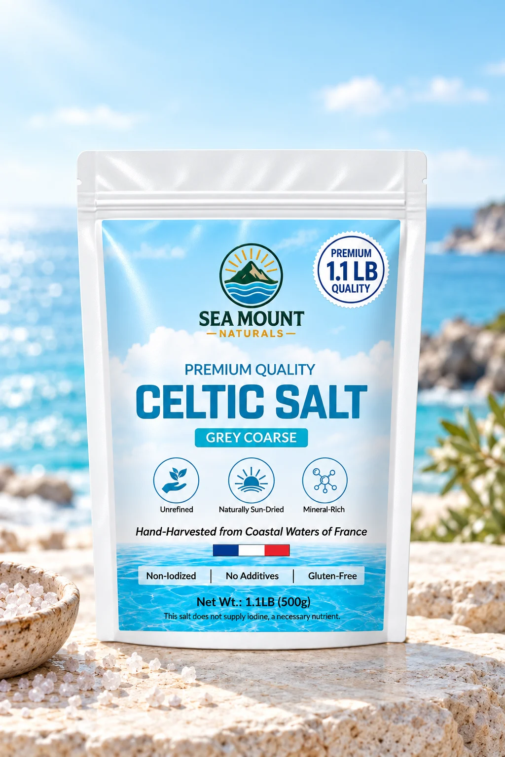 Celtic Grey Salt — Coarse grain, 1.1 lb · 500 g
