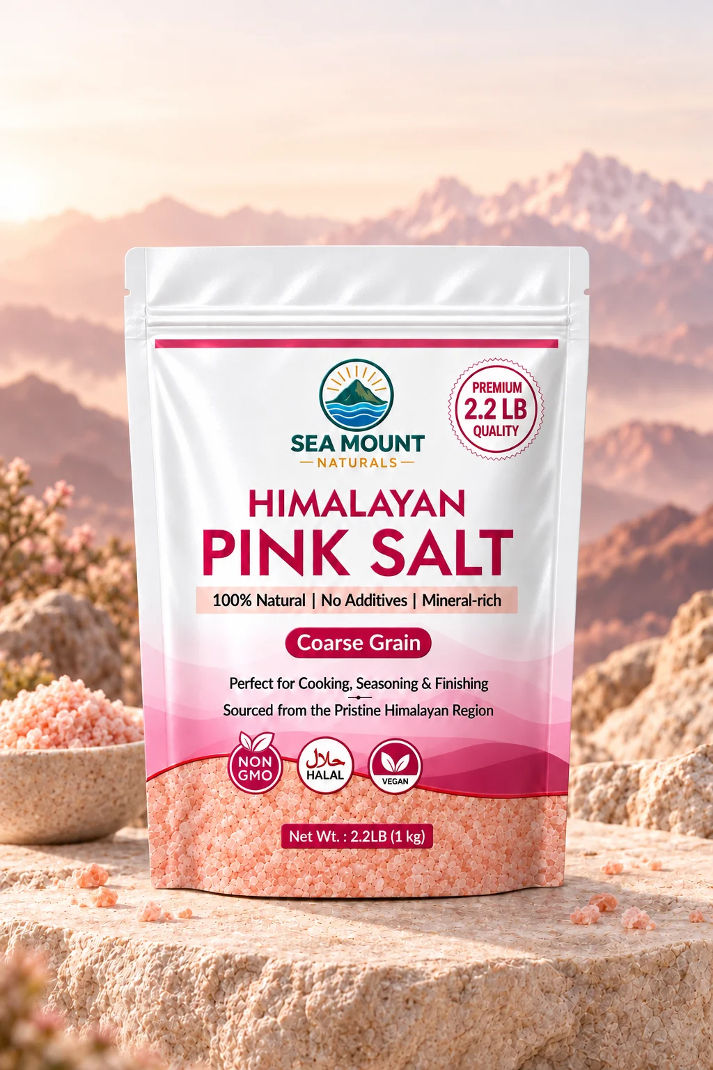 Himalayan Pink Salt — Coarse grain, 2.2 lb · 1 kg