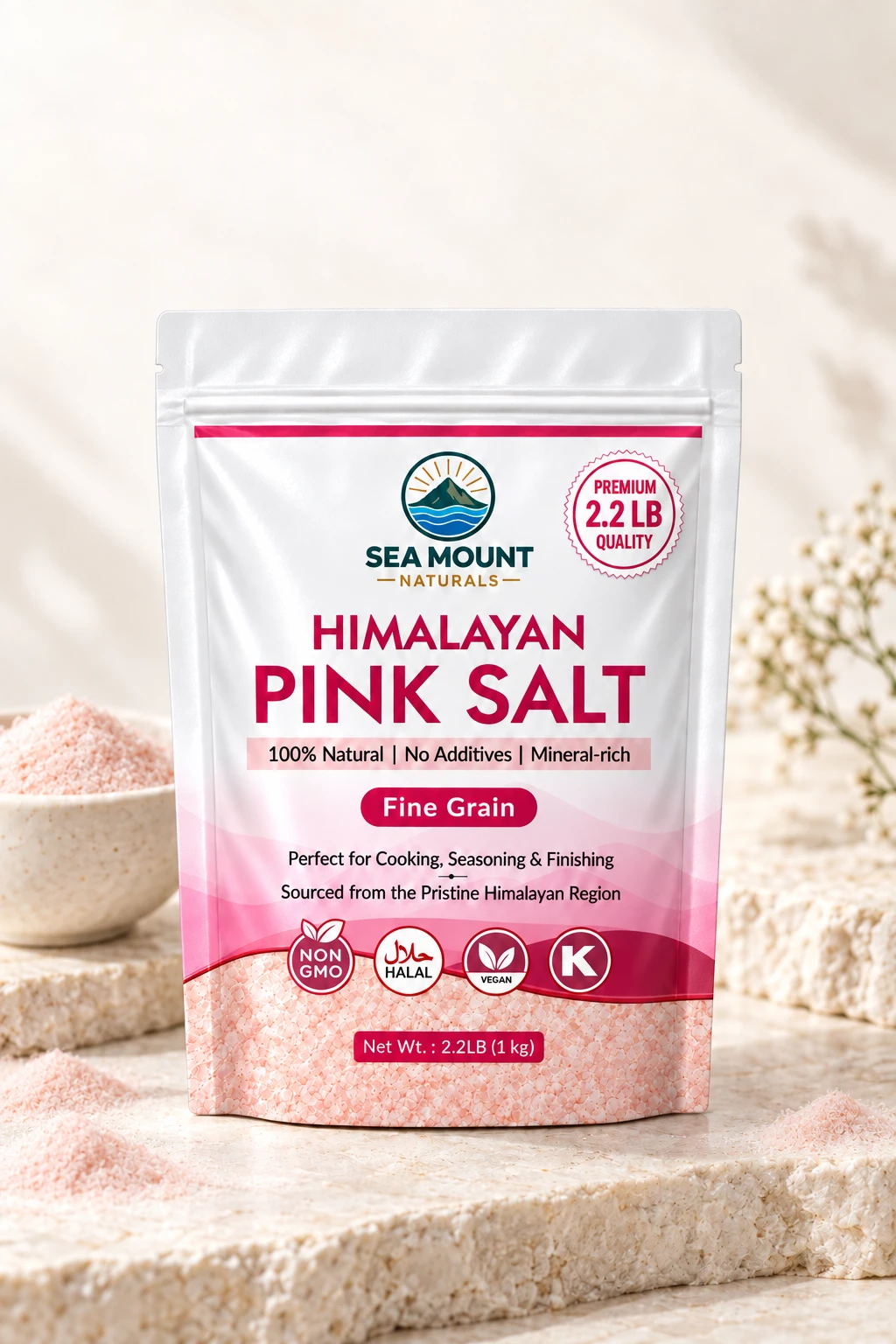 Himalayan Pink Salt in a bright editorial setting