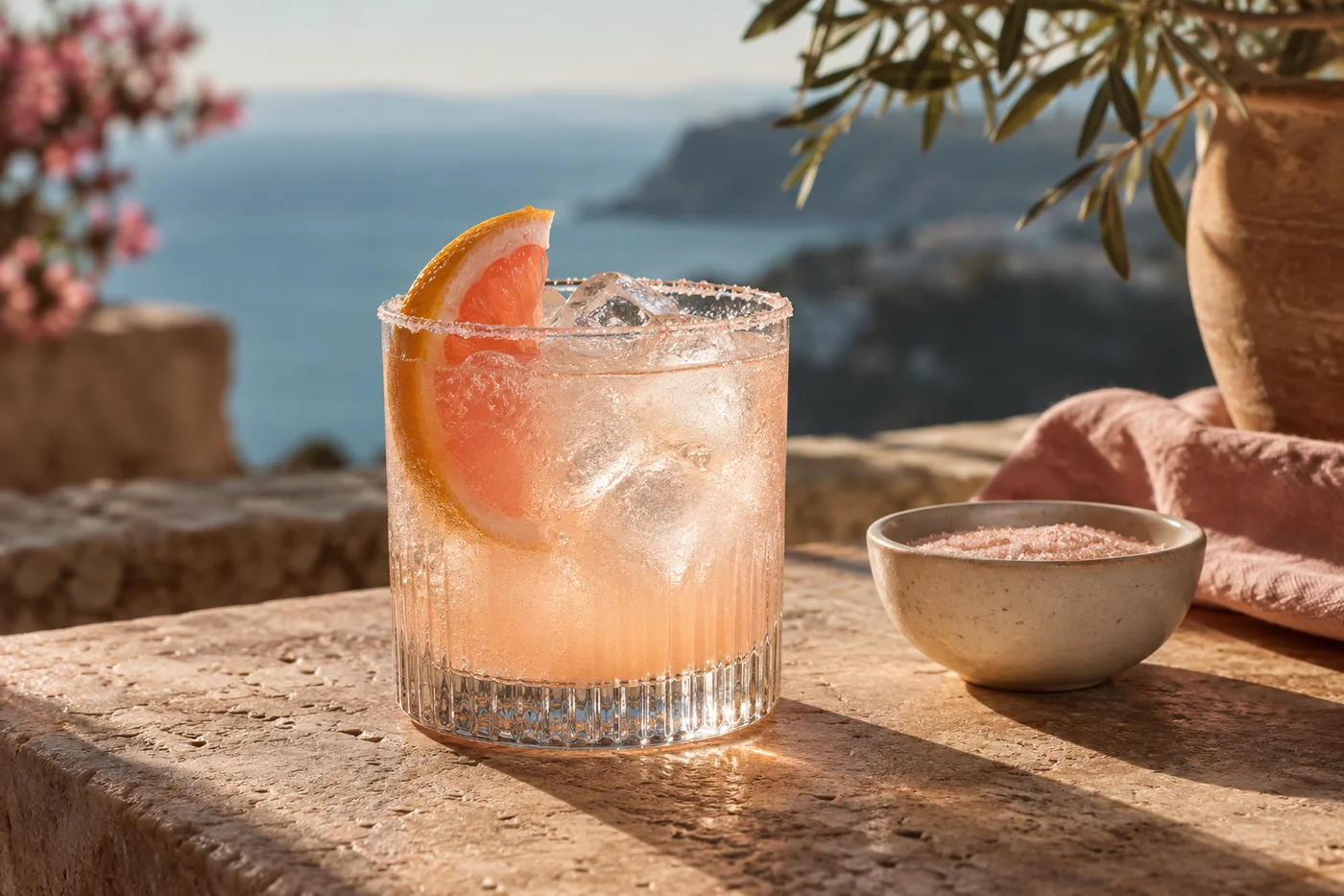 Citrus salt rims, a mocktail & a cocktail